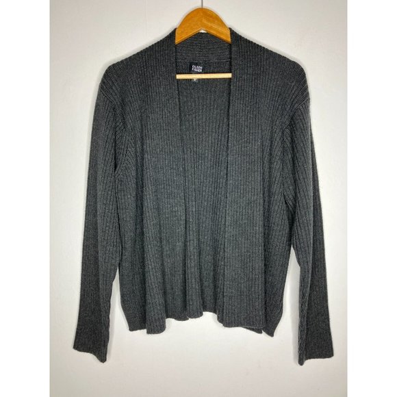 Eileen Fisher Women's Medium Gray 100% Merino Wool Cardigan Knit Sweater - Picture 1 of 7